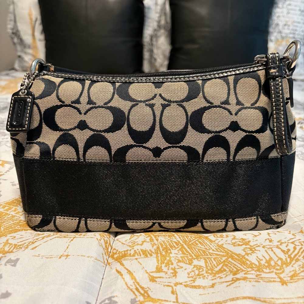 Coach Black/Tan Signature C Stripe Demi Bag